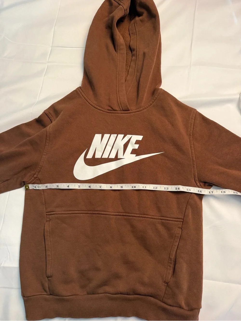 Nike Brown Kids Hoodie with White Swoosh Logo